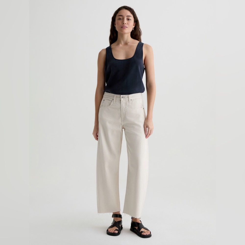 Ag Adriano Goldschmied Hattie Crop Jean High-Rise Barrel in Opal Stone size 27 - Picture 2 of 13